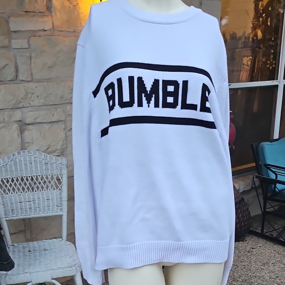 BUMBLE Varsity Sweater Pullover White Size XL